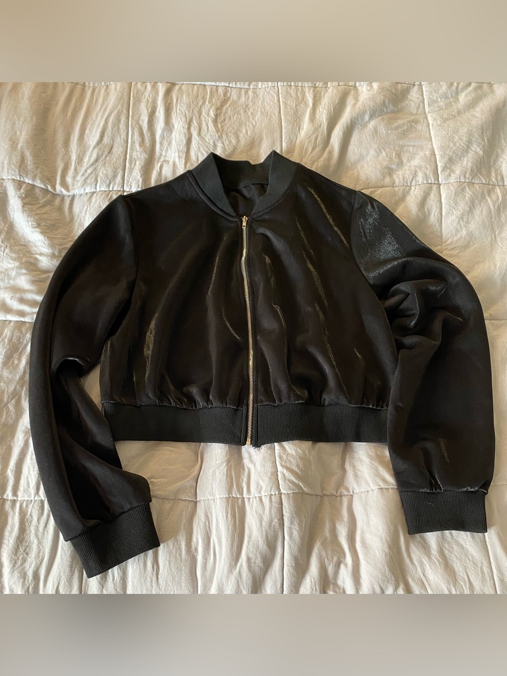SHEIN Black Cropped Bomber Jacket